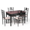 5PCS Dining Table & Chair Set Breakfast Bar Kitchen Furniture with Padded Seat