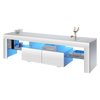 160cm White High Gloss TV Stand Cabinet Unit with RGB LED 2 Storage Doors