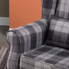 High Back Wing Back Chair Tweed Tartan Checked Grey Fireside Armchair