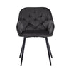 2x Grey Velvet Dining Chairs Tufted Dining Room Armchairs Soft Padded Seat Metal