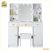 NEW Dressing Table Makeup Desk With Mirror 10 LED Lights And Stool Vanity Table