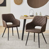 2Pcs Dining Chairs Faux Leather Diamond Seat with Hole Design Restaurant Chair