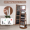 360° Swivel Jewelry Cabinet Floor Standing Lockable Full-Length Jewelry Armoire