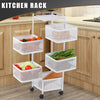 6 Tier Kitchen Rotating Storage Trolley Cart Utility Vegetable Mobile Shelf Rack