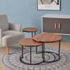 Round Nest of 2/3 Tables Nesting Coffee Table Side Stand Space Saving Wood Unit