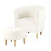 Modern Upholstered Accent Sofa Chair w/ Ottoman Sherpa Armchair Lounge Chair UK