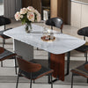 Morden White Fort Dining Table with Metal Pedestal Sintered Stone Dining Table