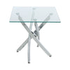 Tempered Glass Coffee Table Side End Table Stand with Bright Silver X Shape Legs