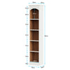 5-Tier Corner Bookshelf, 180cm Tall Freestanding Narrow Bookcase with Storage