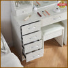 White Dressing Table Mirror with Lights Stool Makeup Vanity Set Desk + 6 Drawers