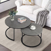 Set of 2 Marble Coffee Nesting Table Round Side End Table Metal Legs Waterproof