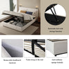 Upholstered Bed Ottoman Bed Frame Beige Fabric With Storage Double, No Mattress