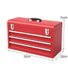 Portable Steel Tool Box Tool Storage Chest w/ 3 Drawers-Red