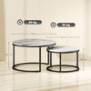 2 Pcs Stacking Coffee Table Set Steel Frame, Marble Grey