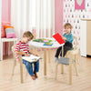 5 Pcs Kids Play Table and Chair Set Children Wooden Activity Table-Beige