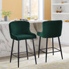 2 pcs Faux Leather / Velvet Bar Stools Diamond Design Soft Upholstered Seat Back