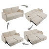 3 Seater Sofa Bed 207 cm Convertible Pull Out Sofa Bed with Cup Holders Beige