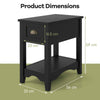 Bedside Table Set of 2 Bedroom Compact Table with Drawer & Storing Shelf-Black