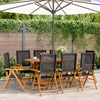Reclining Garden Chairs 8 pcs Black Poly Rattan and Solid Wood V1P4
