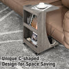 C-Shaped End Table Mobile Sofa Side Table Bedroom Rolling Coffee Table W/Storage