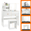 Dressing Table with LED Mirror Modern Makeup Desk Vanity Table Set + Stool Hmtte