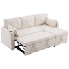 L-Shaped Sofa Bed 3 Seater Couch Pull Out Sectional Couch Bed Corner Sofa Beige