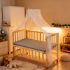 Baby Wooden Bedside Crib Co-Sleeping w/Mosquito Net&Mattress,Newborn-Toddler Cot
