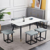 5-in-1 Stool Set Upholstered Nested Stools Sofa Footstool Cube Dining Chair Seat