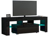Modern TV Unit Stand 1 Drawer Cabinet Black High Gloss Door with RGB LED Lights