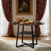 Rustic Brown 120cm Round Wooden Dining Table Steel Frame with Storage Shelf