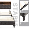 Double Size Bed Frame Upholstered Platform Bed Slat Support W/ Storage Headboard