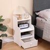 PVC Bedside Table Cabinet with Drawer for Bedroom Sofa Side Table End Tables