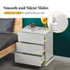 High Gloss Bedside Table Cabinets Chest of 3 Drawers Nightstand LED Light White