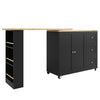 Kitchen Island Bar Table Storage Cabinet Reversible Mobile Serving Cart Black