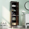 5-Tier Bathroom Tall Cabinet Slim Freestanding Storage Organizer Cupboard 2 Door