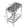Stainless Steel Double Bowl Kitchen Sink Commercial Catering Wash Sink w/Shelf