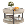 88CM Rubber Wood Center Table with Storage Shelf-Oak