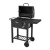 57cm Charcoal Grill BBQ with Thermometer, Stand Wheels& Cooker with Porcelain