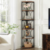 Tribesigns 67 inch Tall Corner Shelf, 6 Tier Rustic Corner Bookshelf