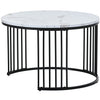 Round Coffee Tables Set of 2 End Table Nesting Tables Marble Pattern Living Room