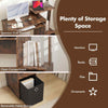 Compact Home Office Desk with Open Shelf & Fabric Storage Drawer-Rustic Brown