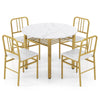 COSTWAY 5 Piece Dining Table Set Round Kitchen Table & 4 Chairs-White