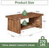 120cm Solid Wood Coffee Table, Rustic Rectangular Center Table for Living Room
