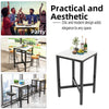 Glossy White Bar Table Square Tall Table Heavy-Duty Steel Frame Industrial Bar