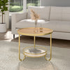 2 Tier Coffee Tea Table Round End Side Table w/ Storage Shelf Tray Bedside Table