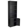 6 Tier Bookcase With 2 Door Cupboard Cabinet Storage Shelving Display Wood Shelf