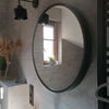 Dia.50cm Round Mirror Bathroom Bedroom Wall Hung Makeup Unit Black Metal Frame