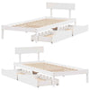 Bed Frame with Drawers White 90x190 Solid Wood Pine E4R3