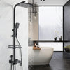 Black Exposed Shower Mixer Twin Head Largre Bar Set Bathroom Square Valve Taps