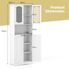 Tall Bathroom White Storage Cabinet Tempered Glass Door Pantry Cabinet